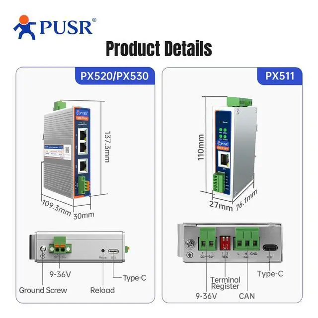 Alt view image 7 of 7 - Profinet to Modbus RTU/TCP Master Industrial Protocol Converter Support TIA Portal/STEP7 Dual Port Ethernet Switch GSD File Provided USR-PX530