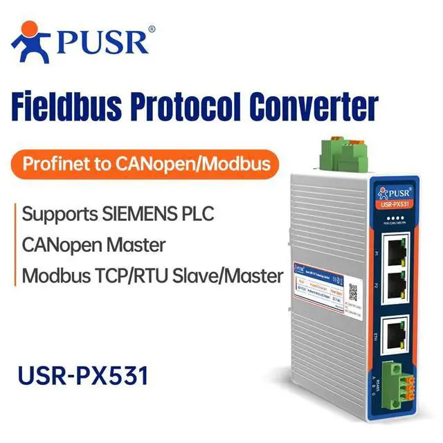 Alt view image 2 of 7 - Profinet to CANopen/Modbus Industrial Protocol Converter EMC Level 3 Protection Easy Configuration USR-PX531