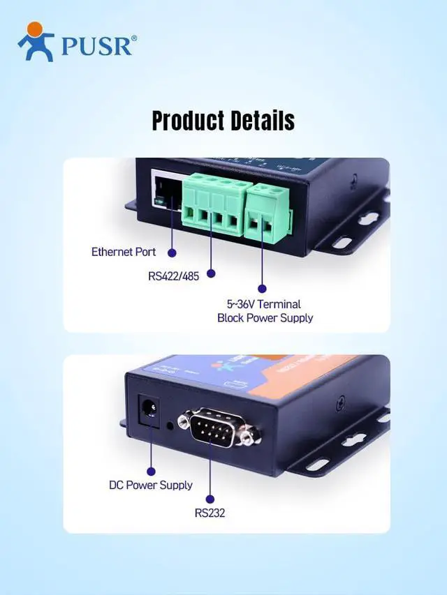 Alt view image 3 of 5 - TCP232-306 RS232 RS485 RS422 to Ethernet TCP IP Modbus Gateway Serial Device Server Serial to ethernet converters