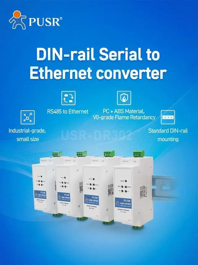 Alt view image 2 of 7 - DR302 DIN Rail Modbus Gateway Modbus RTU to Modbus TCP RS485 to Ethernet Converter