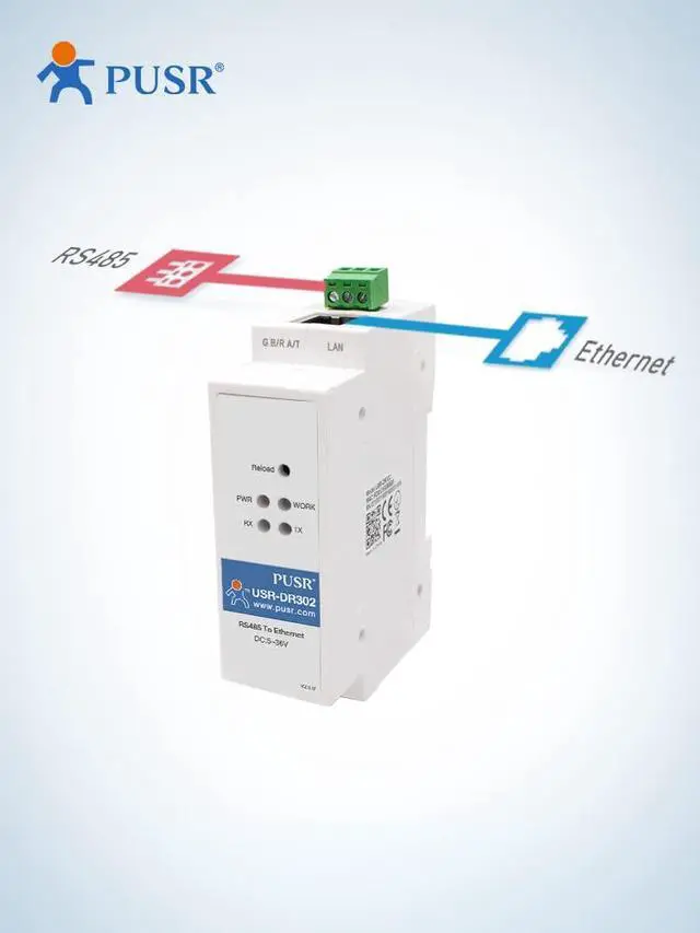 Alt view image 3 of 7 - DR302 DIN Rail Modbus Gateway Modbus RTU to Modbus TCP RS485 to Ethernet Converter