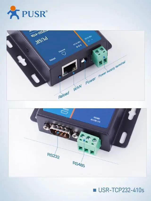Alt view image 2 of 7 - RS232 RS485 Modbus RTU to Modbus TCP Gateway Serial to Ethernet Converter USR-TCP232-410s