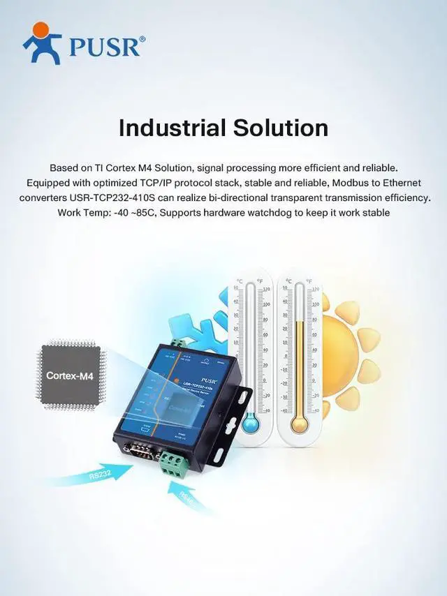 Alt view image 5 of 7 - RS232 RS485 Modbus RTU to Modbus TCP Gateway Serial to Ethernet Converter USR-TCP232-410s