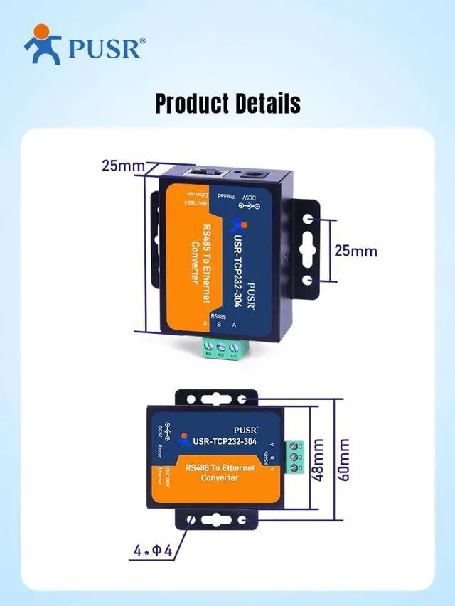 Alt view image 2 of 4 - TCP232-304 RS485 to TCP/IP Converter Serial Device Server Support Modbus Gateway Built-in Webpage RS485 to Ethernet Converter