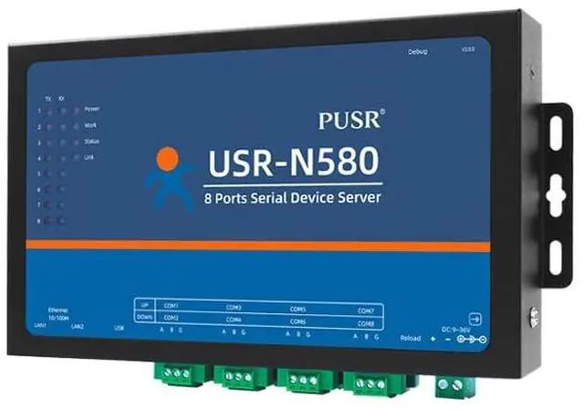 Main image of 8 Ports MQTT Modbus Gateway Support SSL/TLS Edge Computing RS485 Serial to ethernet Converter Device Server USR-N580