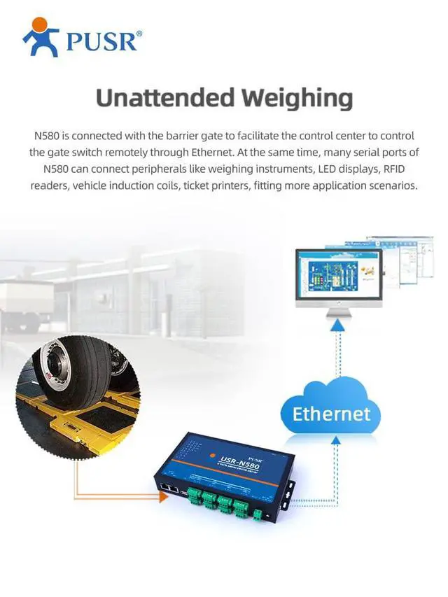Alt view image 6 of 7 - 8 Ports MQTT Modbus Gateway Support SSL/TLS Edge Computing RS485 Serial to ethernet Converter Device Server USR-N580