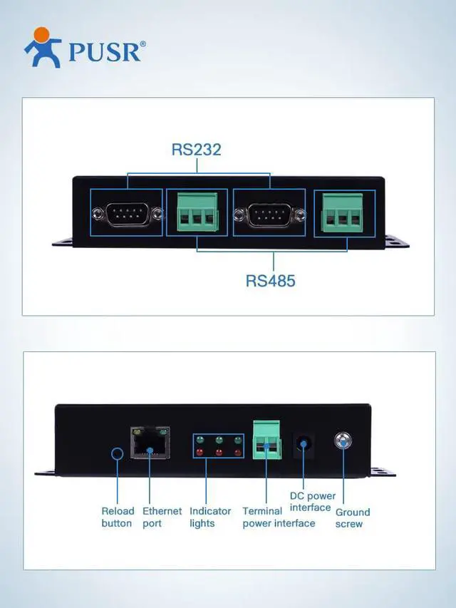 Alt view image 2 of 7 - 2 Port Serial RS485 to Ethernet Converter Supports MQTT Modbus RTU to Modbus TCP USR-N520