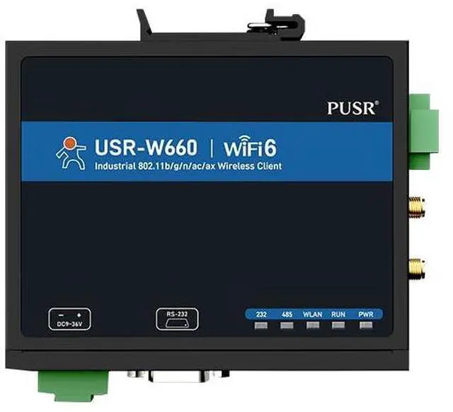 Main image of Dual Band Serial to WiFi6 Converter with MQTT SSL Quacomm WiFi Roaming Gigabit Port RS232 RS485 to WiFi6/Ethernet USR-W660