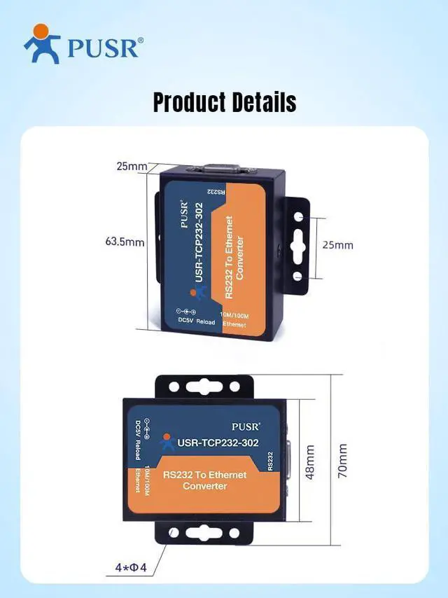 Alt view image 2 of 4 - TCP232-302 TCP IP to Serial Support DNS DHCP Modbus Gateway Device Server RS232 to Ethernet Converter