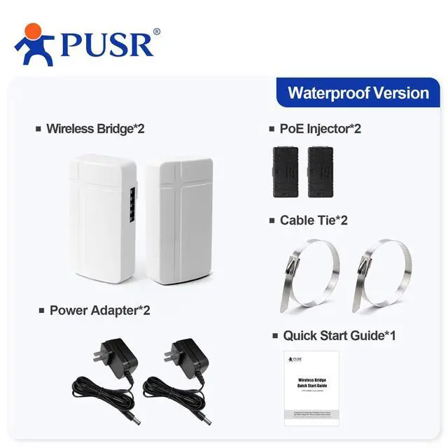 Alt view image 6 of 6 - 2 Piece 2.4GHZ Point to Point/MultiPoint Wireless Bridge Qualcomm Solution Plug and Play Up to 1000M IP64 Water Proof Elevator Control Application ST208E