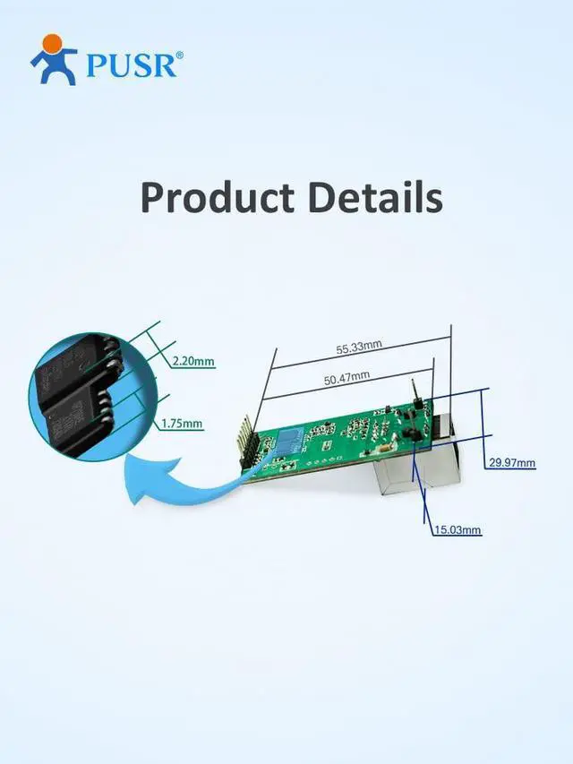 Alt view image 2 of 6 - (Price for 2 Pcs) UART to Ethernet TCP/IP Module Two*TTL to Ethernet Module New Cortex-M7 Solution Serial Dual USR-TCP232-E2