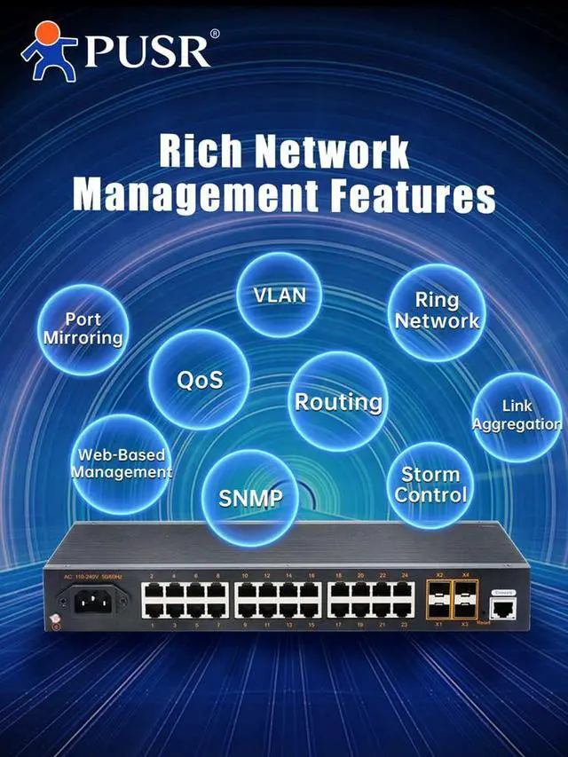 Alt view image 5 of 5 - 5 Ports with 10/100/1000Mbps Gigabit Industrial Ethernet Switch -40°C~85°C Lighting Protection 6KV Dustproof Design IP40 Protection USR-ISG1005