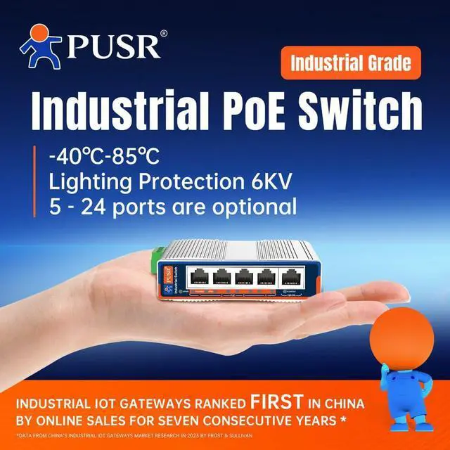 Alt view image 4 of 7 - 1000 Mbps 16*POE Ports + 2*SFP Ports Industrial Grade POE Switch USR-ISG216P-SFP