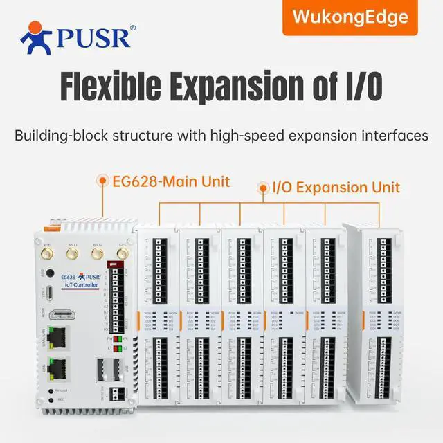 Alt view image 6 of 7 - Industrial ARM Based Embedded Computer Ethernet GNSS Linux OS Cortex A53 Edge Computing PLC Programming Expandable IoT Controller IPC IoT Gateway USR-EG628-ETH