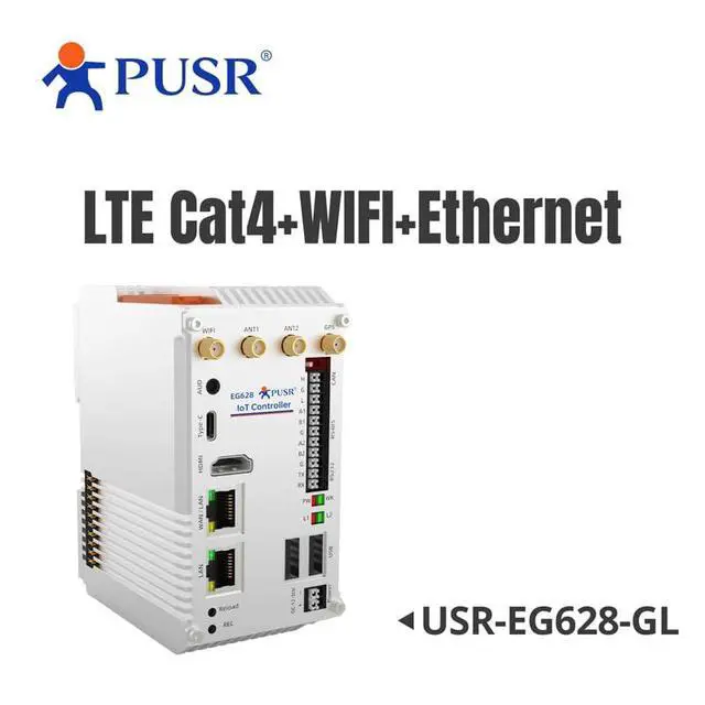 Alt view image 2 of 7 - Industrial ARM Based Embedded Computer LTE Cat4 2.4&5.8 GHZ WiFi Ethernet GNSS Linux OS Cortex A53 Edge Computing Expandable IoT Controller IPC Industrial PC USR-EG628-GL
