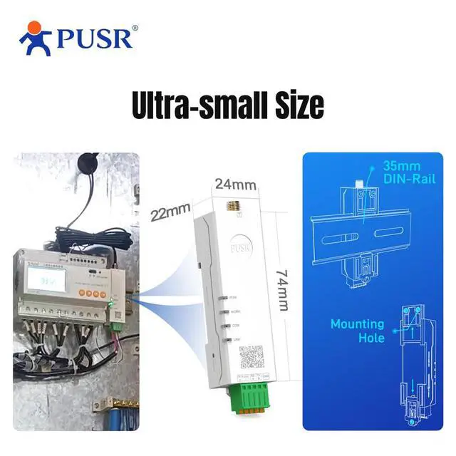 Alt view image 7 of 7 - DIN Rail 27dBm 8KM 2.4G Lora Wireless Modem Modbus Transparent Transmission RS485 to LoRa AT Command config Utility USR-DR124-27