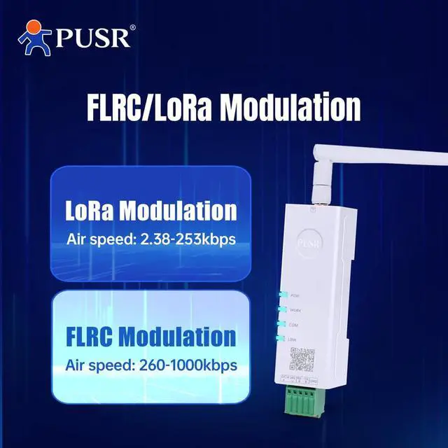 Alt view image 5 of 7 - DIN Rail 27dBm 8KM 2.4G Lora Wireless Modem Modbus Transparent Transmission RS485 to LoRa AT Command config Utility USR-DR124-27
