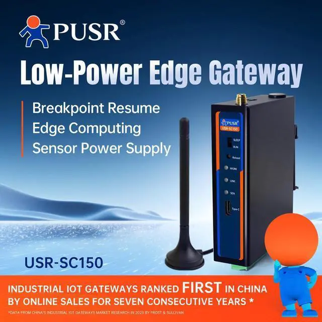 Alt view image 2 of 6 - Low-Power DIN-Rail 4G Edge Gateway Cellular Modem Supply/Acquisition/Transmission Edge Computing Easy Operation Offline Caching USR-SC150-E