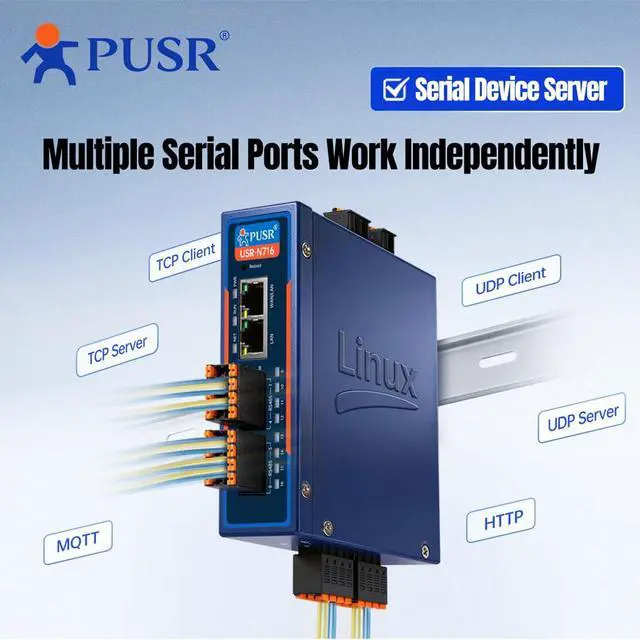 Alt view image 3 of 6 - 8 Port All-in-One RS485 to Ethernet Gateway Switch Functionality Edge Acquisition Protocol Conversion Serial Device Server USR-N780