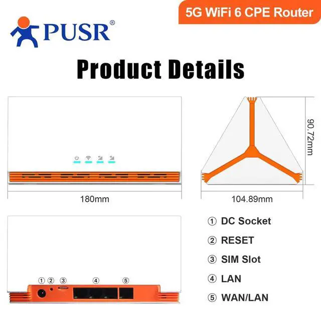 Alt view image 6 of 7 - Global Dual Band 4G WiFi6 AX3000 CPE Router Sim Card Slot Qualcomm IPQ5018 4*Gigabit Ports FWA Up to 3000Mbps U200L