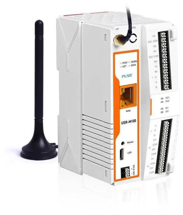 Main image of USR-M100 Industrial Remote IO Gateway and Extender 8DI Cellular Network LTE Cat4 with Edge Computing Modbus rtu to TCP MQTT
