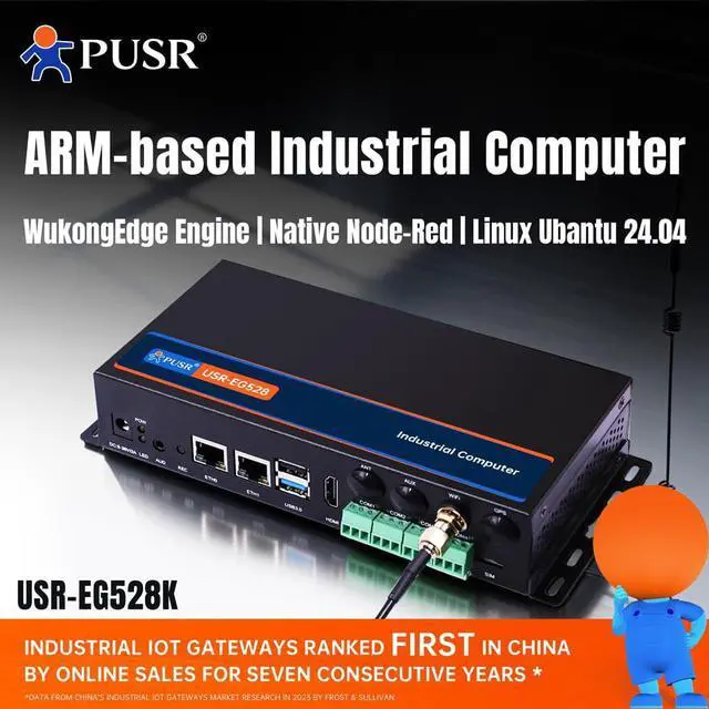 Alt view image 2 of 7 - WiFi IPC ARM-Based Linux Industrial PC Support Edge Computing Ethernet I/O 4*RS485 Industrial PC with 2*USB GPU/NPU Support DL/T645 IEC61850 IEC104 USR-EG528K-EW