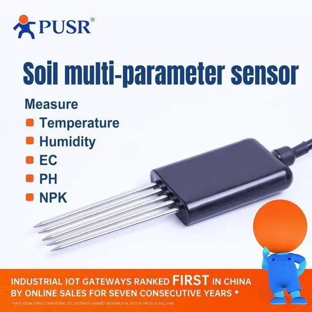 Alt view image 2 of 6 - Soil Multi-Parameter Sensor Multiple Params IP68 Soil Meter RS485 Modbus RTU Soil USR-SSO10 (Soil NPK (RS485))