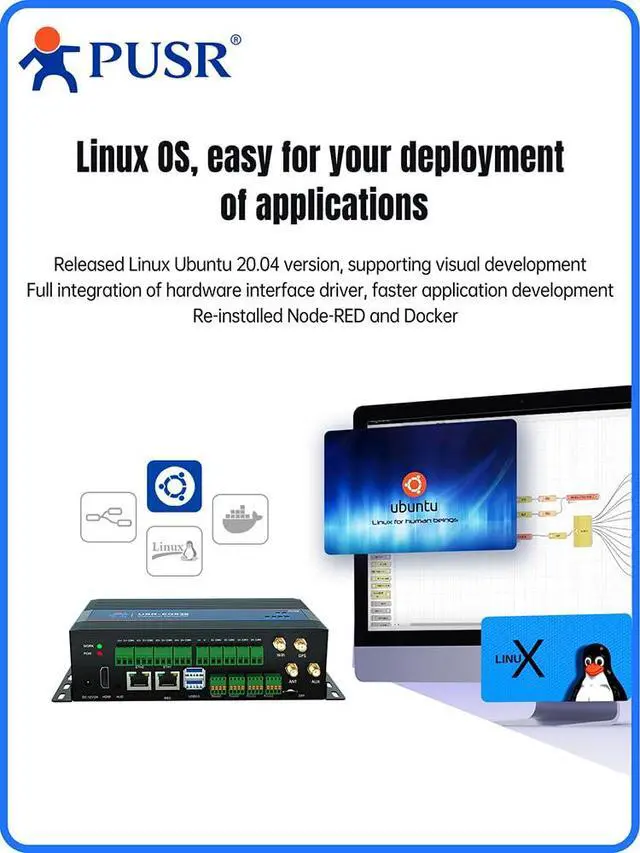 Alt view image 5 of 7 - ARM Embedded Industrial Computer Support 4G Ethernet WiFi IO with Powerful Processor Linux Open Source and an ARM Architecture Edge Computing Gateway Support Video AI Model USR-EG828-GL
