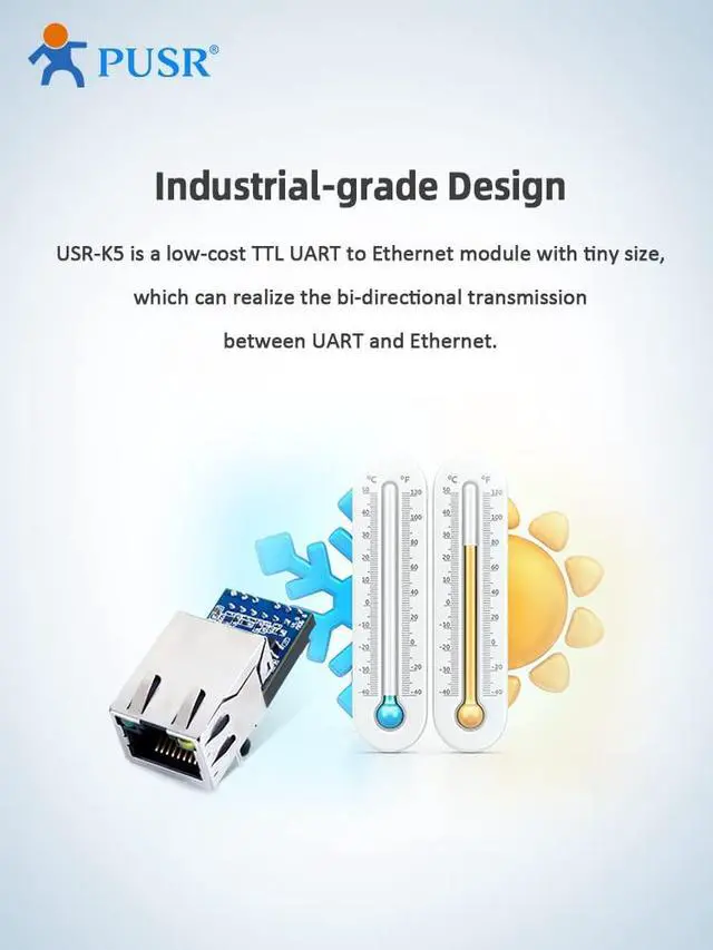 Alt view image 5 of 7 - (Price for 5 Pcs) Industrial-Grade Design Low-Cost Small Size UART to Ethernet Modules Serial to Ethernet Converter Modules USR-K5