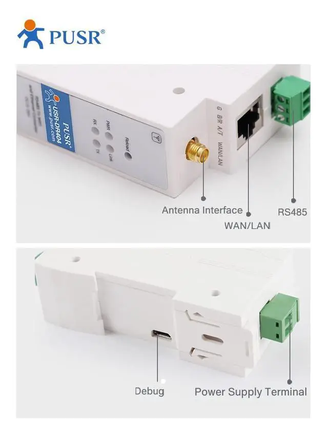 Alt view image 2 of 7 - Din Rail RS485 to WiFi Converters Serial to WiFi Converter Modbus Gateway MQTT Serial Device USR-DR404