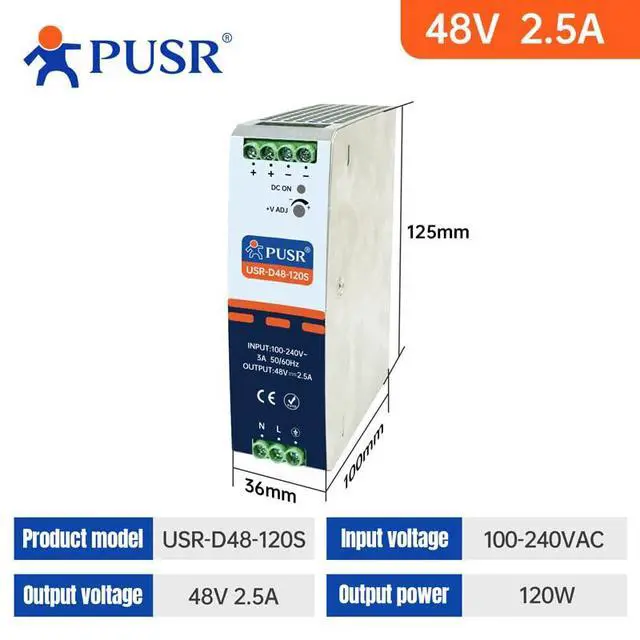 Alt view image 2 of 2 - Industrial Grade POE Switch (USR-D48-120S | 48V 2.5A) USR-D48-120S