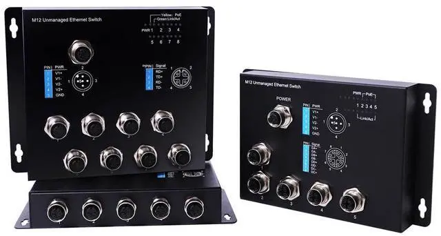 Main image of 5 GE M12 Copper Ports 10/100Mbps Industrial Switch Support Unmanaged Ethernet for Railway Subway Vehicles Metal housing IP40 Protection USR-ISF005-M12-BG