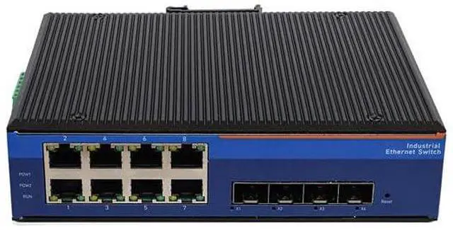 Main image of 8*10/100/1000M RJ45 Port+4*10 Gigabit SFP Slot Industrial Gigabit Ethernet Switch Din-Rail Dust-proofdesign IP40protection USR-ISGX408-SFP