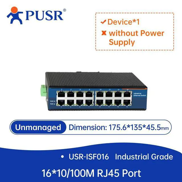 Alt view image 2 of 2 - 16*10/100M Industrial Unmanaged Ethernet Switch USR-ISF016
