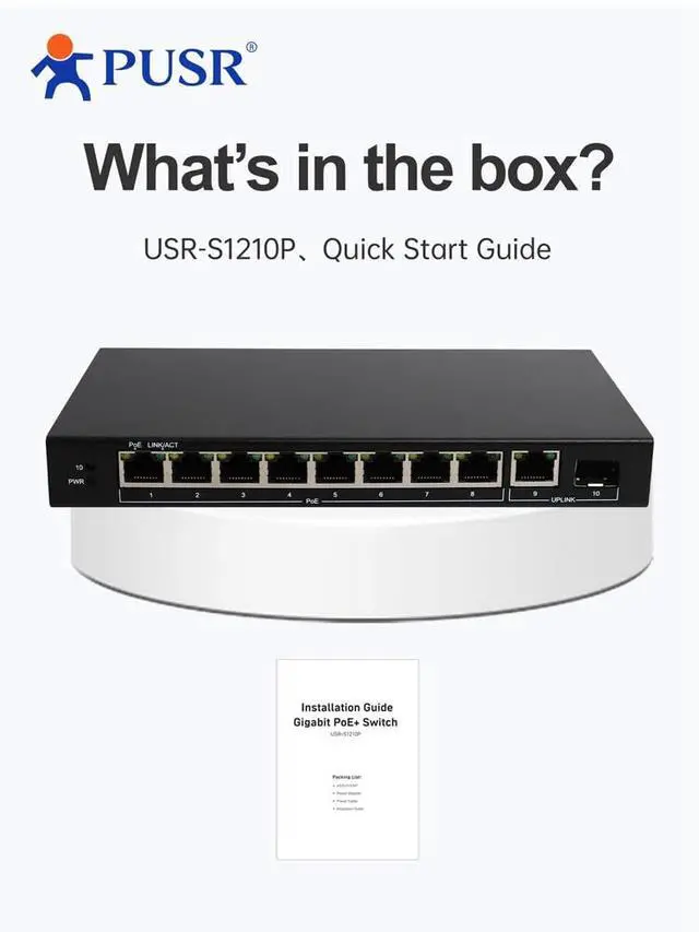 Alt view image 6 of 6 - 10 Port Gigabit PoE Switch with 8 PoE+ Metal Shell Desktop or Wall Mounting 1 Gigabit Ethernet and 1 SFP Port One-Click VLAN POE Out IEEE 802.3af/at Standard @60W Plug-and-Play USR-S1210P