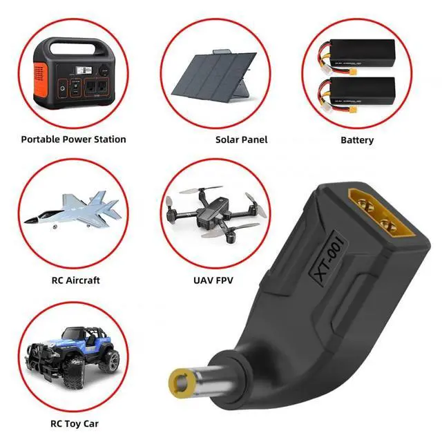 Alt view image 5 of 7 - Adapter XT60 Male SC100 Protocol to DC 5.5x2.5mm Male Fast Charging Angled Vertical Adapter for RC Lipo Battery Quadcopter Multicopter Aeromodelling