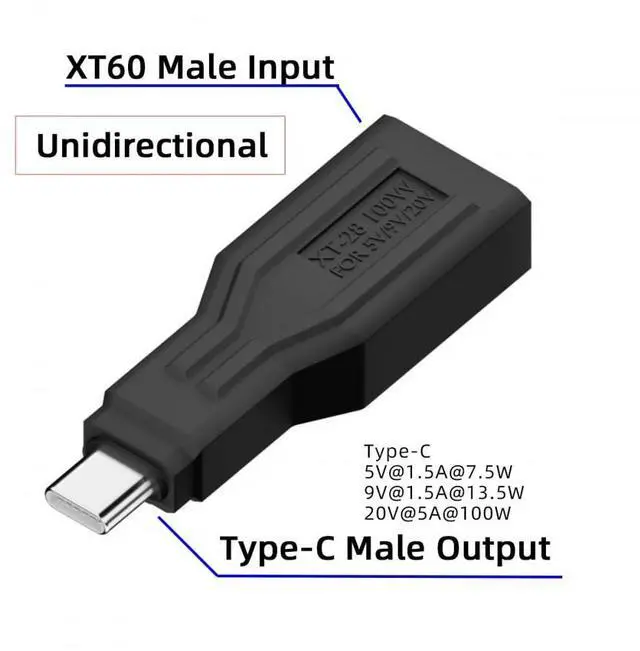 Alt view image 3 of 7 - Adapter XT60 Male Input SC100 Protocol to Type-C Male Output Fast Charging Adapter for RC Lipo Battery Quadcopter Laptop Phone