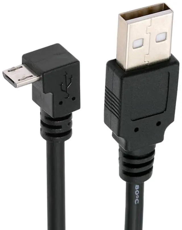Main image of Cable Down Angled 90 Degree Micro USB 5Pin to USB 2.0 Type-A Data Charge Cable for Phone Tablet Camera (20cm)