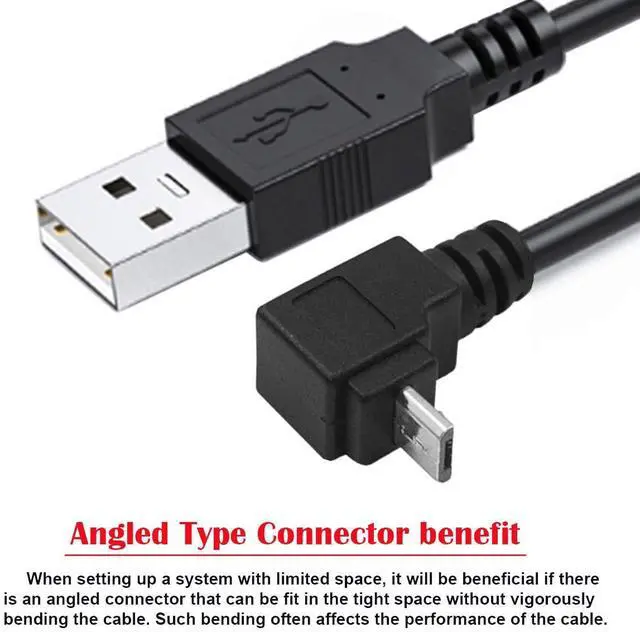 Alt view image 2 of 7 - Cable Up Angled 90 Degree Micro USB 5Pin to USB 2.0 Type-A Data Charge Cable for Phone Tablet Camera (50cm)