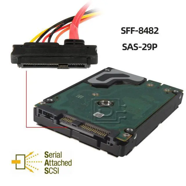 Alt view image 2 of 7 - SAS Cable SFF-8482 SAS 29 Pin to 29Pin Male to Female Extension Hard Disk Drive Raid Cable
