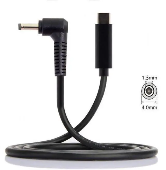 Alt view image 3 of 7 - Cable Type C USB-C Input Source 65W to DC 4.0x1.3mm Power Charge Cable 19.5V Compatible with Laptop 18-20V