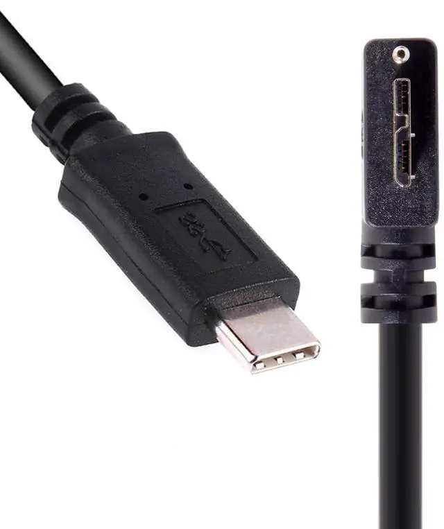 Main image of Cable 5Gbps USB-C Type-C Host to Micro USB3.0 Screw Mount 90 Degree Left Angled for Industrial Camera Storage