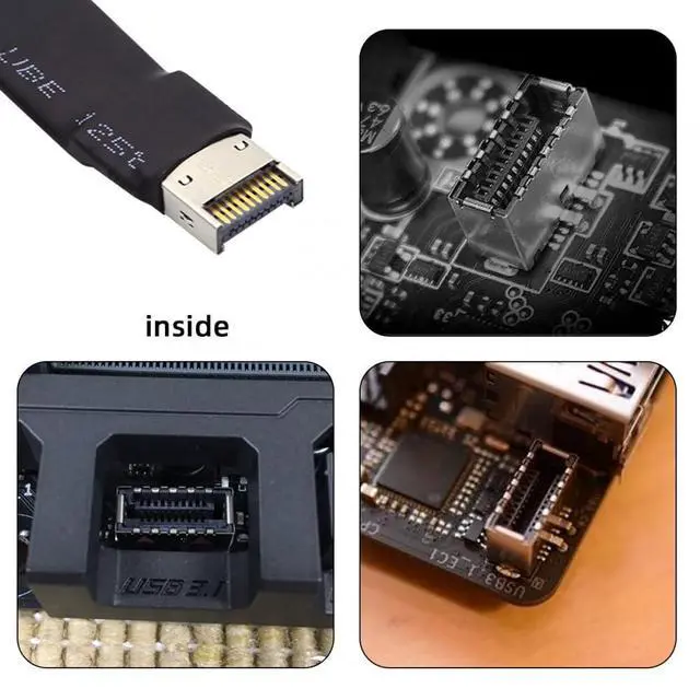 Alt view image 4 of 7 - Cable USB 3.2 Type-E IDC 20Pin Front Panel Header Male to Female Extension Cable 20Gbps