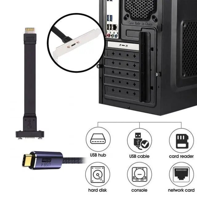 Alt view image 7 of 7 - Cable USB 3.2 Type-E IDC 20Pin Front Panel Header to USB-C Type-C Female Extension Cable 20Gbps with Panel Mount Screw