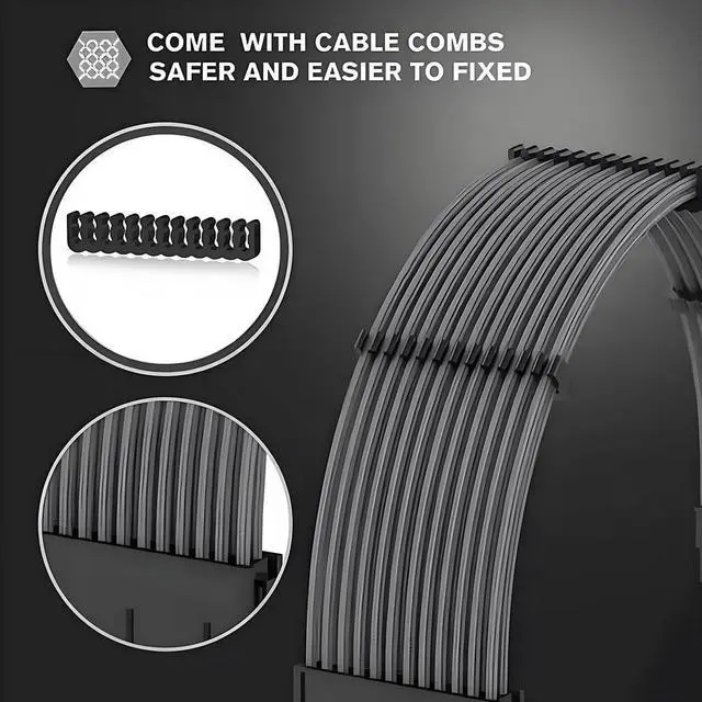 Alt view image 2 of 7 - ATX 24Pin Male to ATX 24pin Female Extension Power Cable Cord 30cm with Sleeve for Mainboard Motherboard Desktops PC Supply