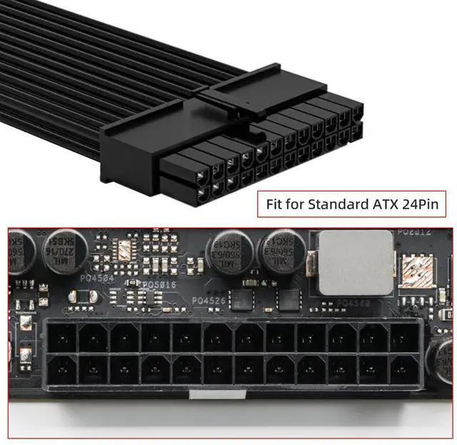 Alt view image 6 of 7 - ATX 24Pin Male to ATX 24pin Female Extension Power Cable Cord 30cm with Sleeve for Mainboard Motherboard Desktops PC Supply
