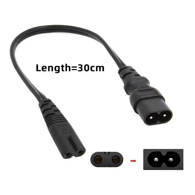 Alt view image 2 of 7 - Cord IEC60320 C8 Plug to C7 Receptacle Male to Female Extension Supply Main Adapter Cable 30cm