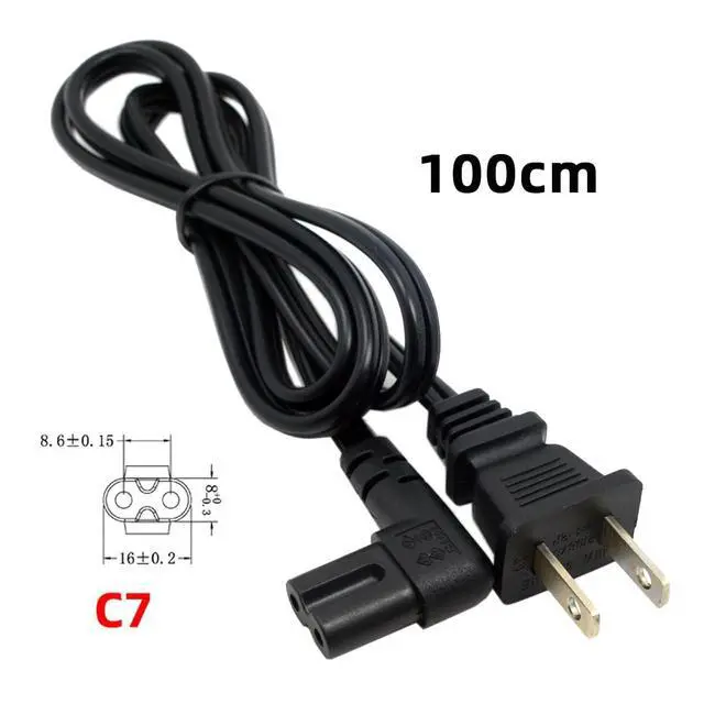 Alt view image 2 of 7 - Cord NEMA 1-15P Outlet to IEC60320 C7 90 Degree Angled 18AWG Power Cable 1.0m