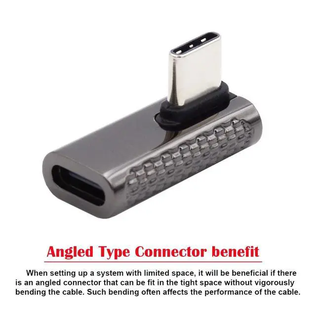 Alt view image 5 of 7 - 20Gbps USB4 Type C Male to Female Low Profile Right Angled 100W Power Data 8K Video Adapter for USB4.0