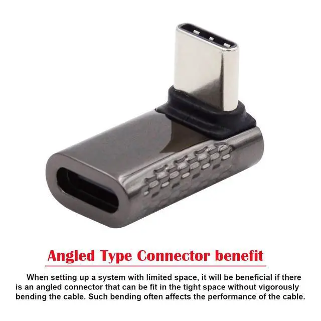 Alt view image 3 of 7 - 20Gbps USB4 Type C Male to Female 90 Degree Up Down Angled 100W Power Data 8K Video Adapter for USB4.0